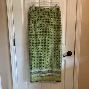 Green Patterned Wrap Skirt